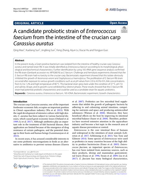 A candidate probiotic strain of Enterococcus faecium from.